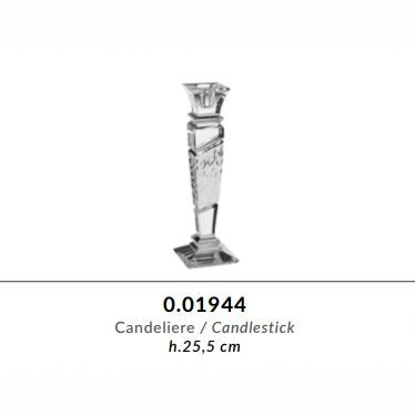 (F.C) Candeliere in cristallo GRIFFE h.25,5cm - Molatura RIGHE