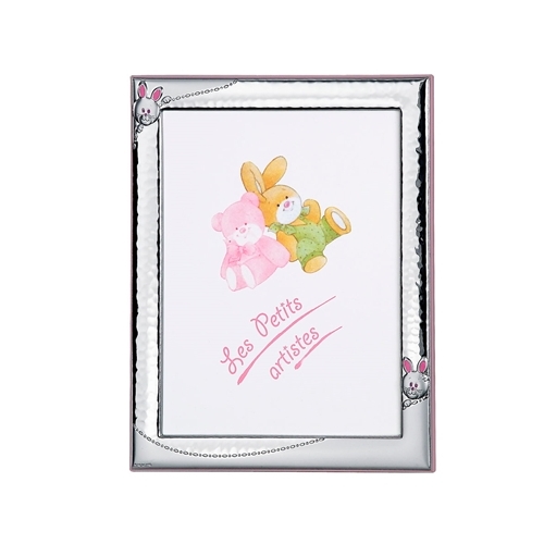 Cornice portafoto 13x18 con piccolo coniglietto in rosa