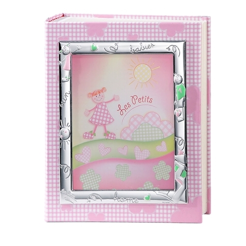 Album portafoto con cornice (13x18cm) con bimbi stilizzati in rosa - 20x25cm