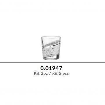 (F.C) Kit 2pz bicchiere acqua in cristallo 8,5cm h.9,5cm GRIFFE 9cm - Molatura RIGHE