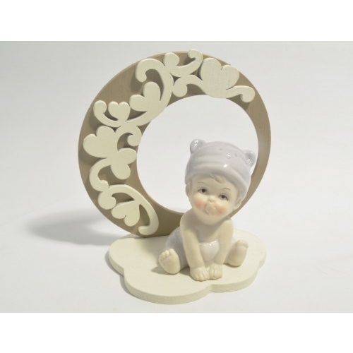 Bebè in ceramica con supporto in legno - Collezione 2020
