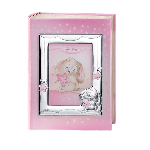 Album portafoto con cornice (13x18cm) con coniglietto in rosa - 20x25cm