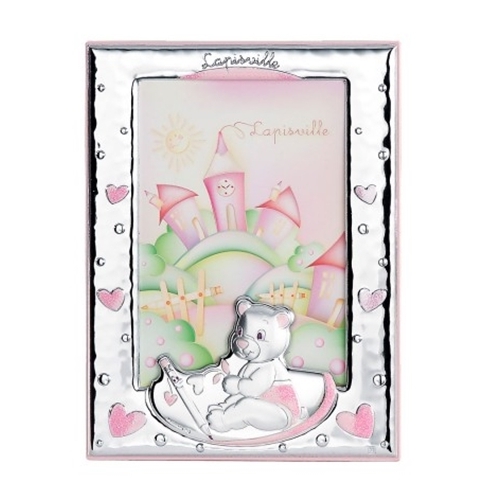Cornice portafoto 9x13 con orsetto che scrive in rosa