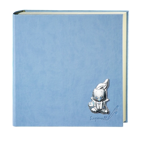 Album portafoto con coniglio e farfalle in celeste - 30x30cm