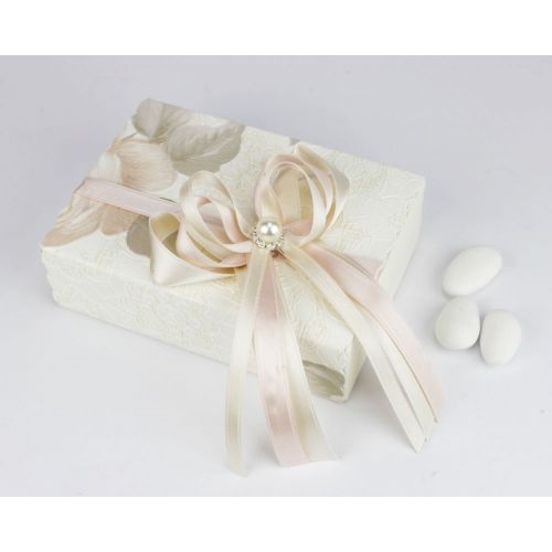Scatolina porta confetti con rosa e perla - bomboniera per Matrimonio