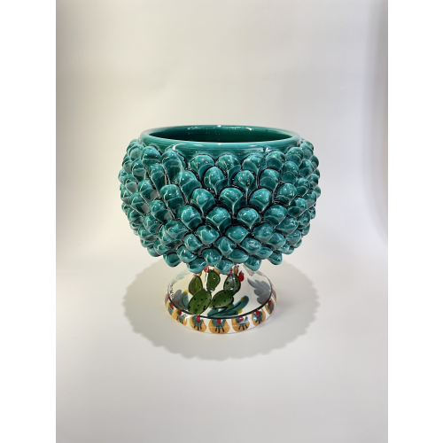 CACHEPOT DECORATO VERDE CM.20 CALTAGIRONE