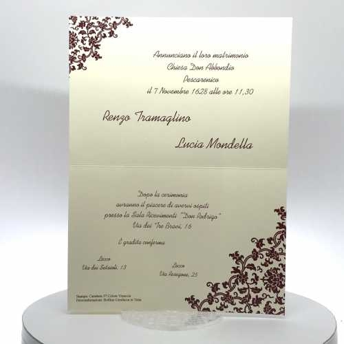 Partecipazione Matrimonio su cartoncino rettangolare avorio 