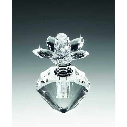 Boccetta in cristallo forma diamante con tappo fiore bianco - RANOLDI