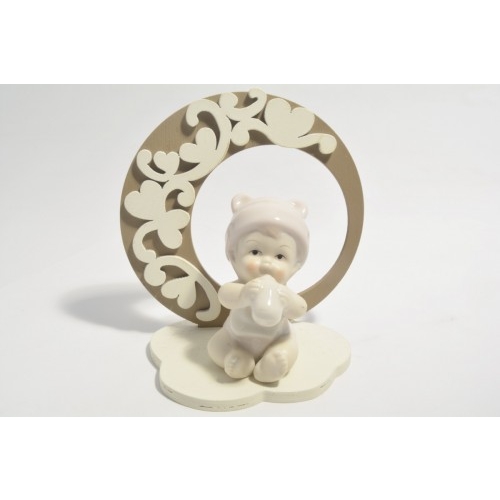 Bebè in ceramica con supporto in legno - Collezione 2020