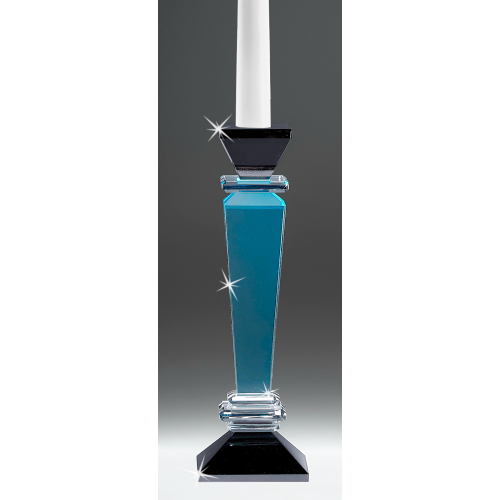 CANDELABRO IN CRISTALLO DECORO TURCHESE