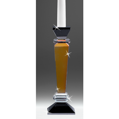 CANDELABRO IN CRISTALLO DECORO ARANCIO 