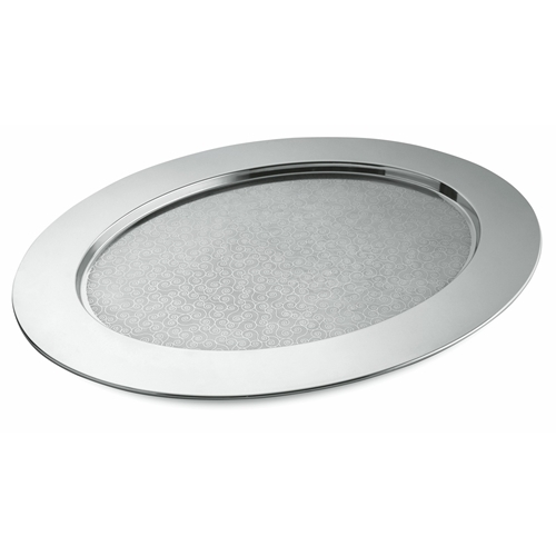Vassoio ovale cesellato in acciaio inox cm.58x45 Alessi