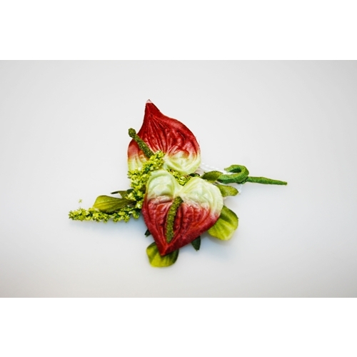 Addobbi - Mazzolino con fiori rosso e bianco