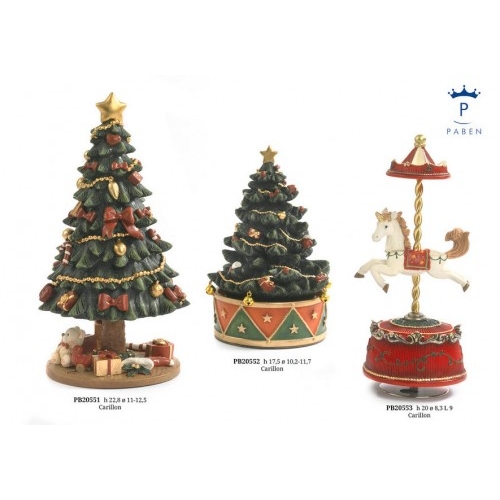 ALBERO DI NATALE CON DONI 22.8 CM. RESINA CARILLON