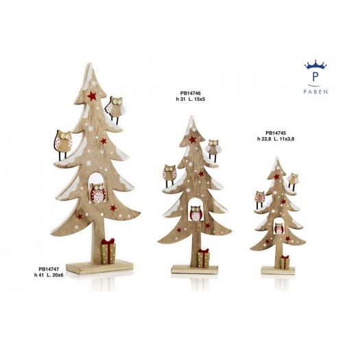 ALBERO NATALE/GUFI 22.8 CM. LEGNO