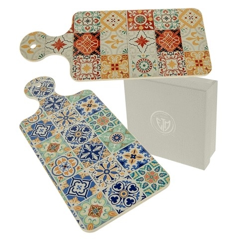 BOMBONIERA TAGLIERE CON STAMPA MAIOLICHE CM.12X29 