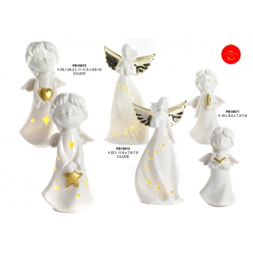 ANGELO CON CUORE - STELLA ORO 24.2 CM. PORCELLANA LUCE
