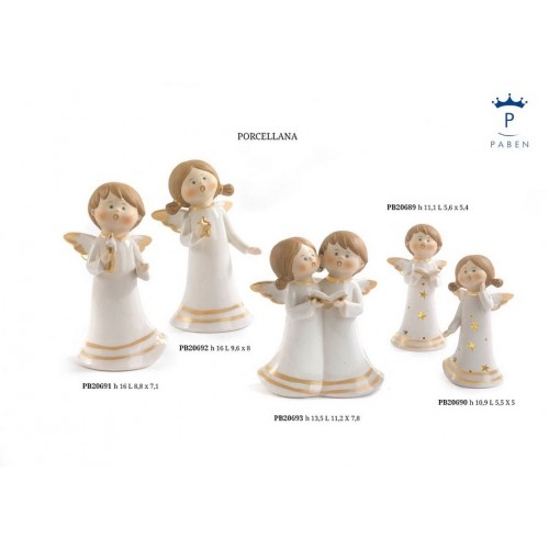 ANGELO CON LIBRO BOY 11.1 CM. PORCELLANA ORO LUCE