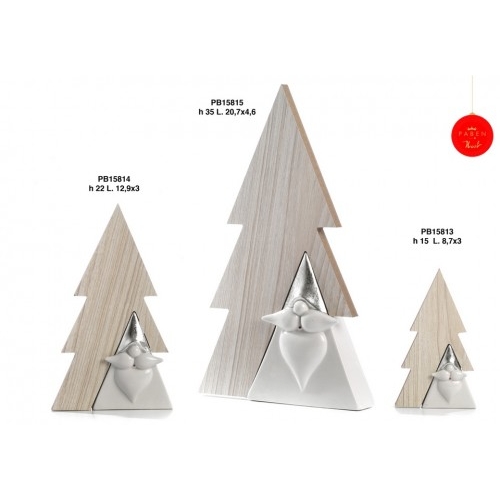 BABBO NATALE/ALBERO ST. 15 CM. PORC-LEGNO