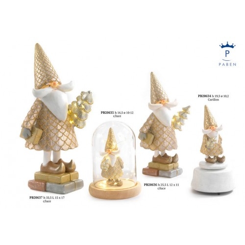 BABBO NATALE CON ALBERO 33.5 CM. RESINA ORO LUCI
