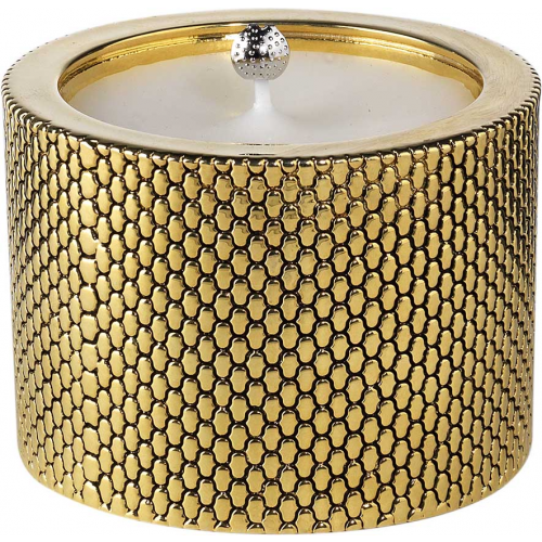 Candela in resina EDEN 9,5cm h.7cm ALVEARE - GOLD EDITION - BIANCO PERLA