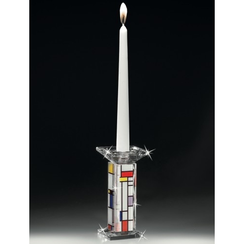 CANDELIERE IN CRISTALO MONOCERO CON DISEGNO MONDRIAN - RANOLDI