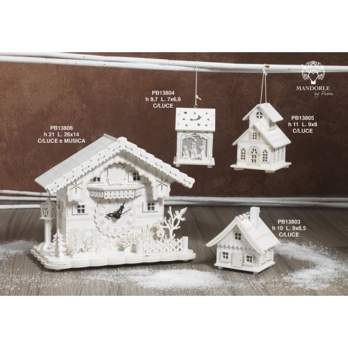 CASETTA NATALIZIA 11 CM. LEGNO CON LUCE