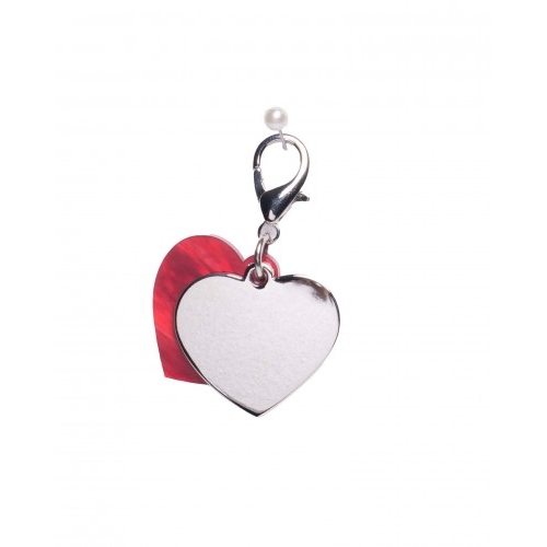 Ciondolo Doppio Cuore Rosso/Acciaio