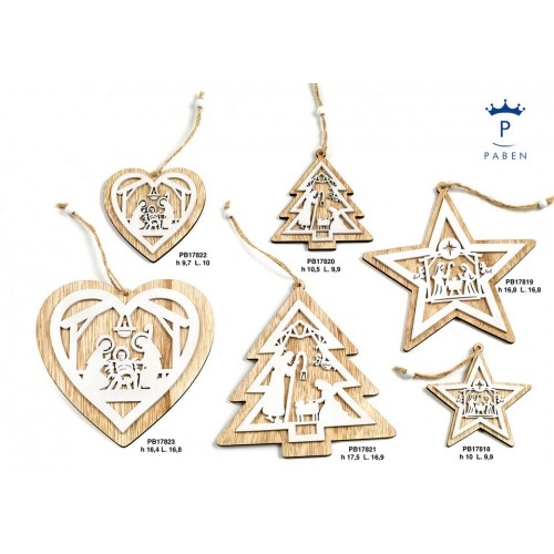 ALBERO NATALE/NATIVITA' STIL. 17.5 CM. LEGNO-AP