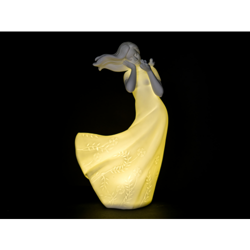 DAMINA CON UCCELLINI BISQ/LED H20
