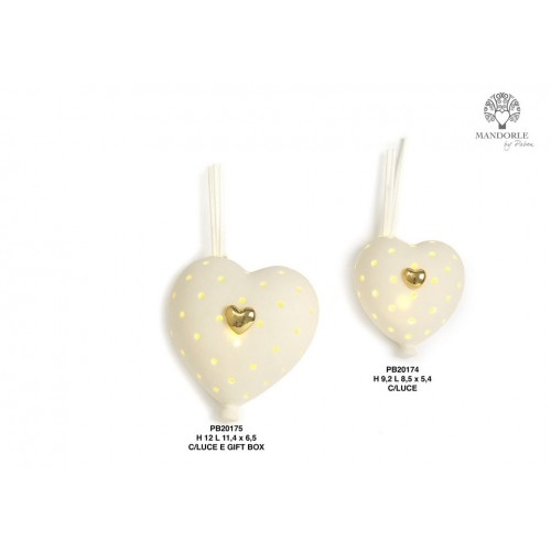 DIFFUSORE PALLONCINO A CUORE 12 CM. PORCELLANA LUCE