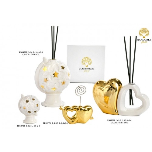 DIFFUSORE MAPPAMONDO STELLE ORO 14 CM. PORCELLANA C/LUCE