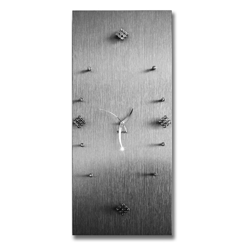 Orologio da parete in legno - color argento con strass
