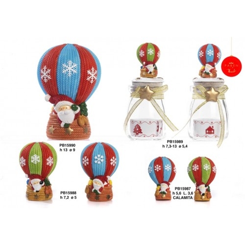 BARATTOLO MONGOLFIERA BABBO NAT. 13 CM. RESINA E VETRO