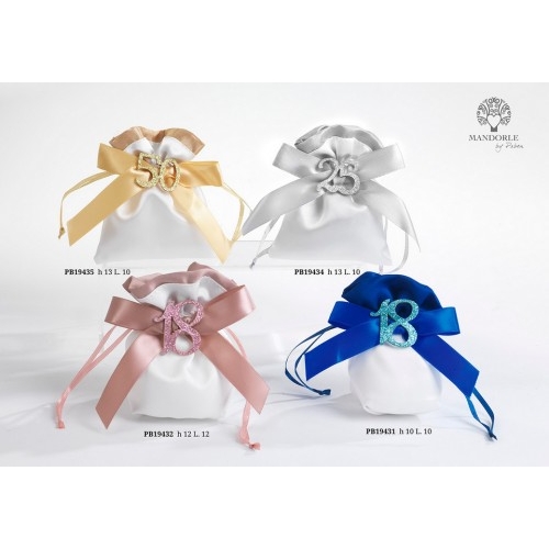 SACCHETTO CONFETTI 25MO ANNIVERSARIO 13 CM. ARGENTO