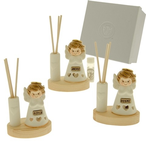 DIFFUORE FRAGRANZA CON ANGIOLETTO IN CERAMICA 12 CM