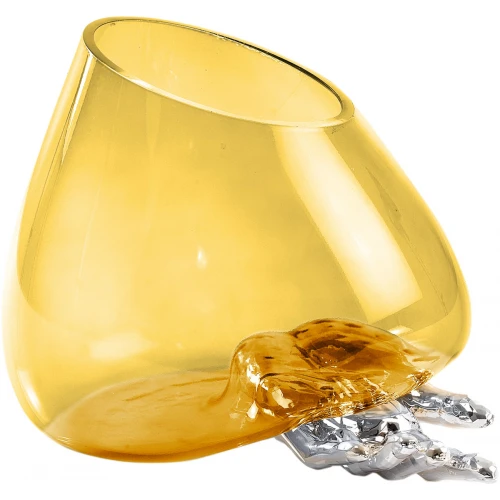 Vaso in vetro soffiato MANO 22cm h.25cm - AMBRA TRASPARENTE