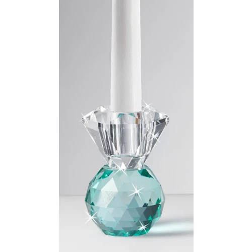 Portacandele in Cristallo Bicolor Ranoldi: Bomboniera Matrimonio Made in Italy cm.6x6x9 Acqua Marina