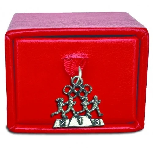 Scatolina porta confetti con ciondolo podio ed atleti per laurea in SCIENZE MOTORIE