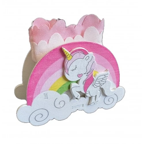 OFFERTA - PORTA CONFETTI UNICORNO ROSA BATTESIMO