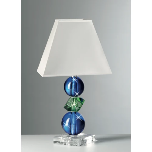 LAMPADA IN CRISTALLO CON ELEMENTI VERDI E BLU CM.42