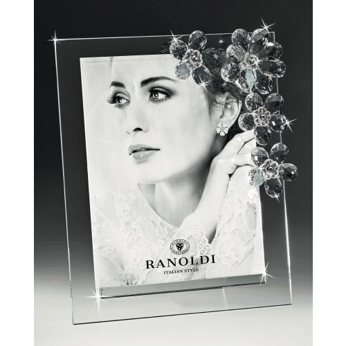 PORTAFOTO CRISTALLO CON FIORI RANOLDI CM.20X25