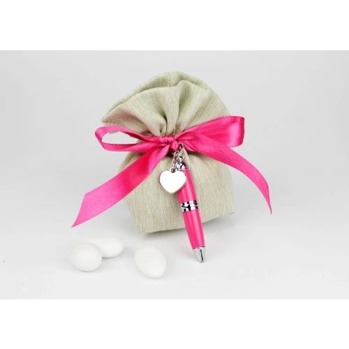 Sacchetto porta confetti con penna - bomboniera matrimonio / laurea Margot Italia