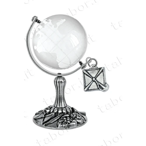 Globo terrestre laurea in vetro ciondolo tocco con scatola