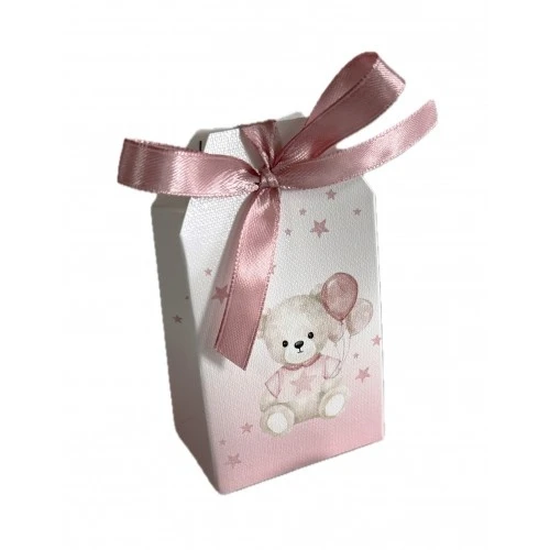 Scatola TAG porta confetti con orsetta per battesimo o nascita bimba