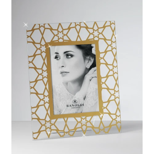 PORTAFOTO IN CRISTALLO SERIGRAFIA STELLE ORO cm.13X18 - RANOLDI