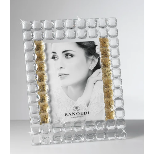 PORTAFOTO CRISTALLO DOPPIA STRISCIA IN ORO cm.13X18 - RANOLDI