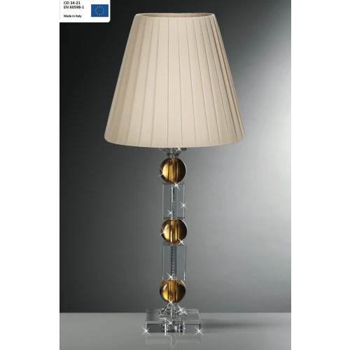 Lampada in Cristallo Ranoldi con Sfere Ambra e Paralume Avorio | Design Italiano - Alta