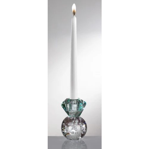 BOMBONIERA PORTACANDELA IN CRISTALLO VERDE CHIARO