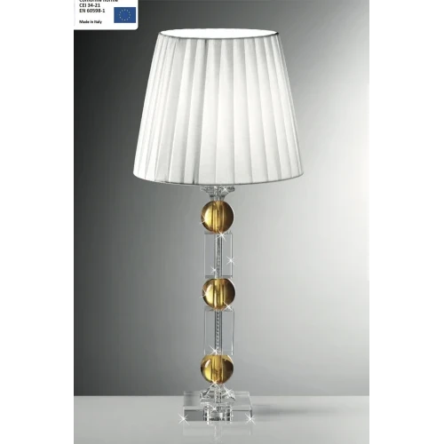 Lampada in Cristallo Ranoldi con Sfere Ambra e Paralume Bianco | Design Italiano - Alta